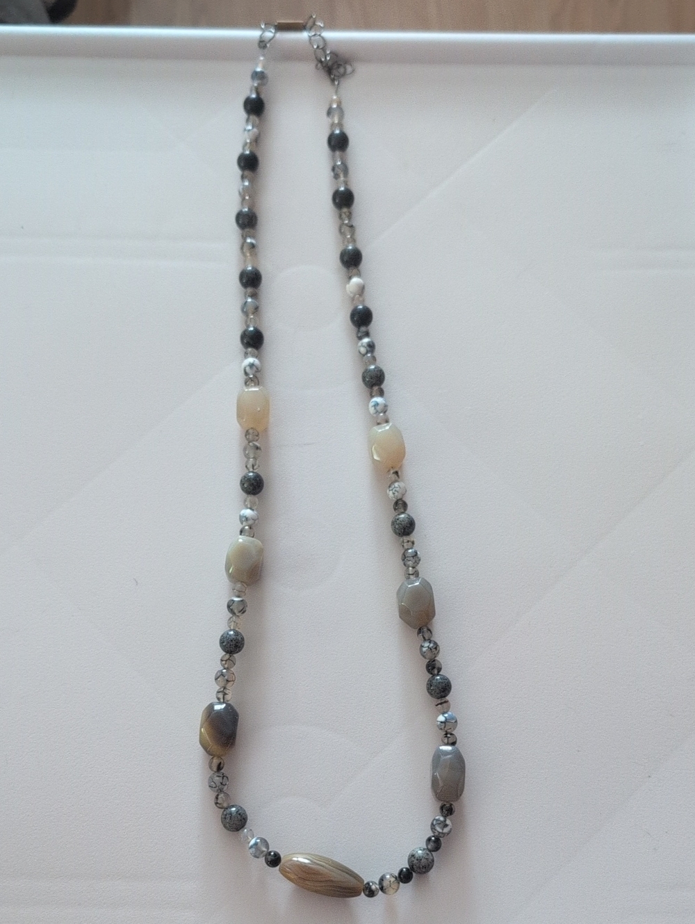 Facted Agates, Jasper, Dragon Vein Fire Agate Necklace